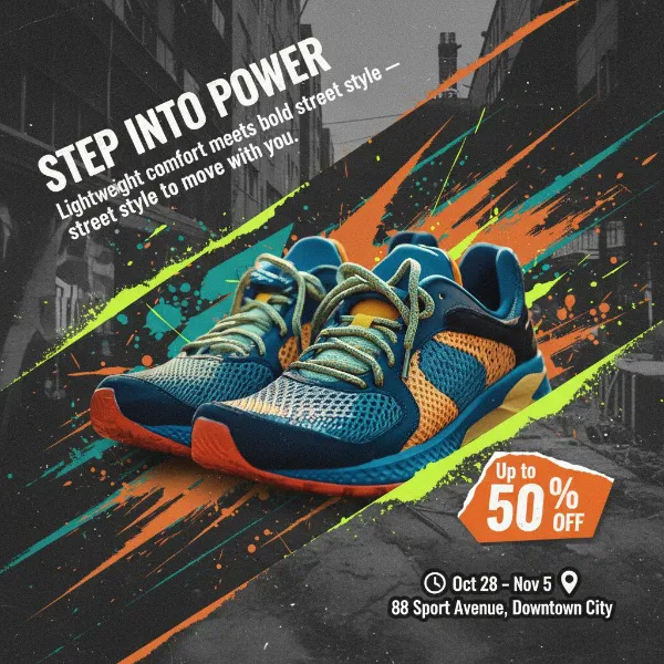 Sneaker poster example created by ImgGood’s AI Poster Generator.
